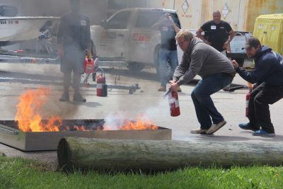 Fishermen were taught to crouch low and move quickly around the fire to extinguish it.