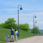A family finds clues on the path at Fort Trumbull.