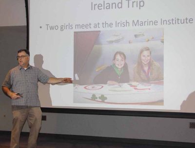 Waterford High School teacher Michael O'Connor gives the final presentation, "The Journey of the Lancer."