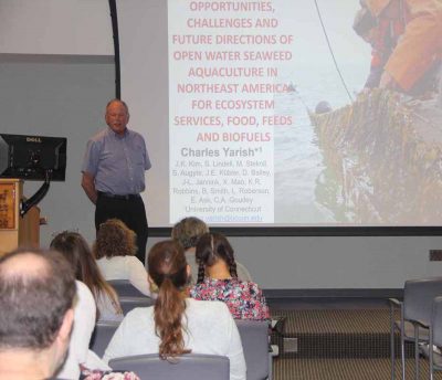 UConn Prof. Charles Yarisk gives an overview of basic and applied research on seaweed farming in Long Island Sound.