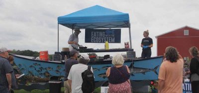 Eating with the Ecosystem will bring its Food Boat, seen here at the Lyme Farmers Market in September, to the New Haven farmers market on Oct. 24. Judy Benson / Connecticut Sea Grant