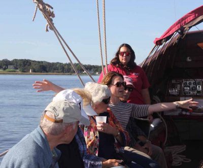 Old Saybrook Town Planner Christine Nelson, a member of the advisory committee for the Long Island Sound Blue Plan, gestures as she talks about the work of creating the first marine spatial plan for the estuary.