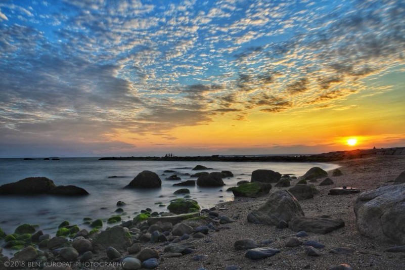 Sunset at Meigs Point at Hammonassett Beach State Park in Madison is captured in a long-exposure image by Ben Kuropat of Guilford.