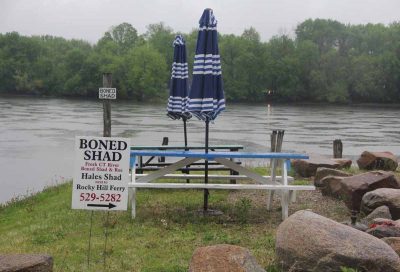 Hale's Shad is located on the Connecticut River near the Rocky Hill Ferry. Fisherman Dan Russell also keeps his boat nearby. Judy Benson / Connecticut Sea Grant