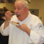 Sheraton Executive Chef James Oswald samples the kelp and mushroom manicotti.