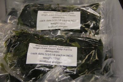 Grower J.P. Vellotti brought a boxful of kelp in 12-ounce packages for the chefs.