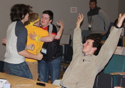 Science and Technology Magnet High School team members celebrate after their win.
