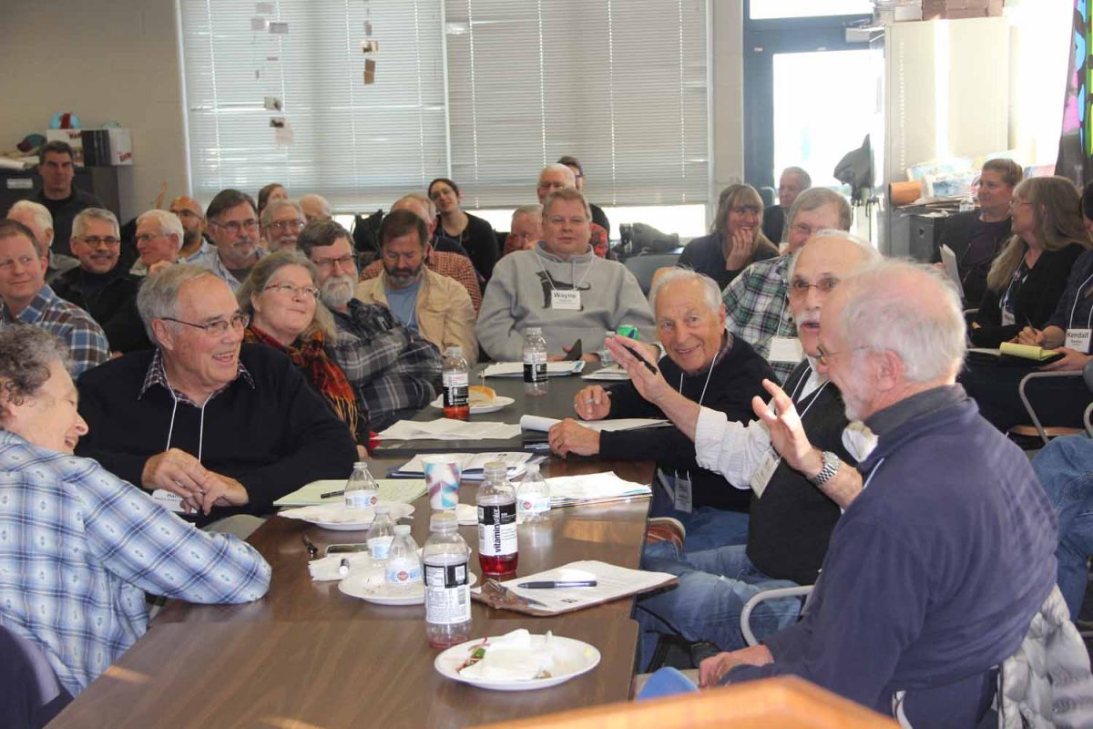 Shellfish commissioners shared their main events and challenges of the past year. In the center at the back of the table is Clinton Shellfish Commission Chairman Wayne Church, who announced that his town will be reopening its recreational shellfish beds for the first time in 40 years.