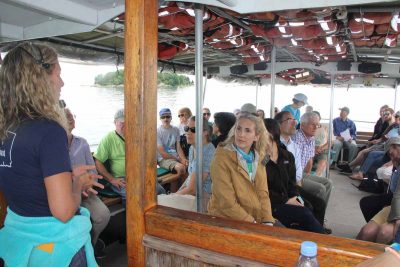 Tessa Getchis, left, aquaculture extension specialist at Sea Grant, talked about commercial and recreational aquaculture.