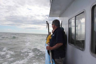 Choppy seas and strong winds made for a sometimes bumpy ride during the three-hour workshop.