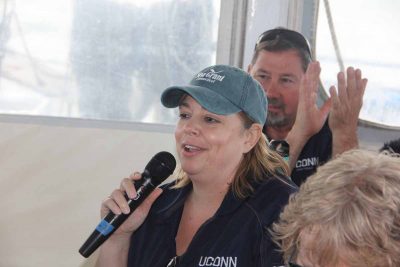 Avery Point campus Director Annemarie Seifert made brief remarks at the start of the trip.