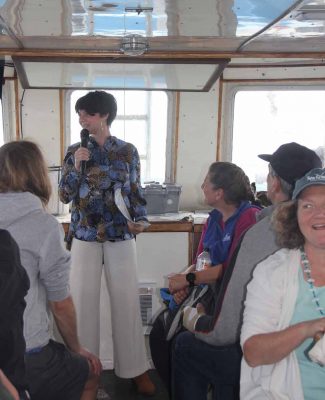 UConn marine science Prof. Zofia Baumann talked about her research into mercury in silversides, an important forage fish in Long Island Sound.