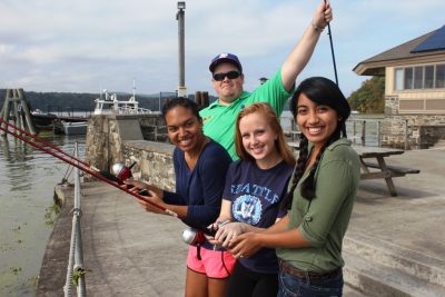 A public fishing event drew these and other students to the Norrie Point center.