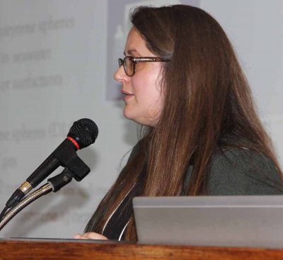 UConn doctoral student Vena Haynes gave a presentation about research into microplastics and shellfish.