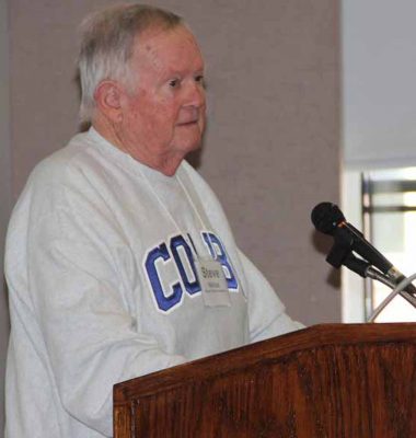 Stephen Nikituk, chairman of the Madison Shellfish Commission, talked about upgrades of town shellfishing areas and community clam digs during presentations by each of the commissions.