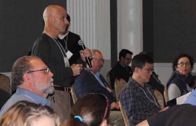 Gregg Rivara of Cornell University Cooperative Extension asks a question after one of the presentations.