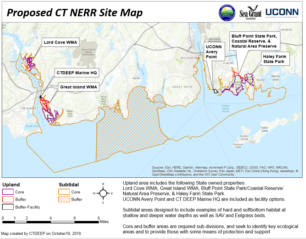 Map of proposed NERR sites in Connecticut