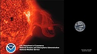 Sun and earth seen from space