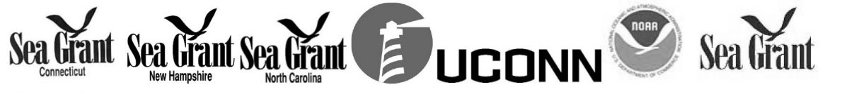 Logos for the Connecticut, New Hampshire and North Carolina Sea Grant programs, Lighthouse Consulting Group, the University of Connecticut and NOAA National Sea Grant