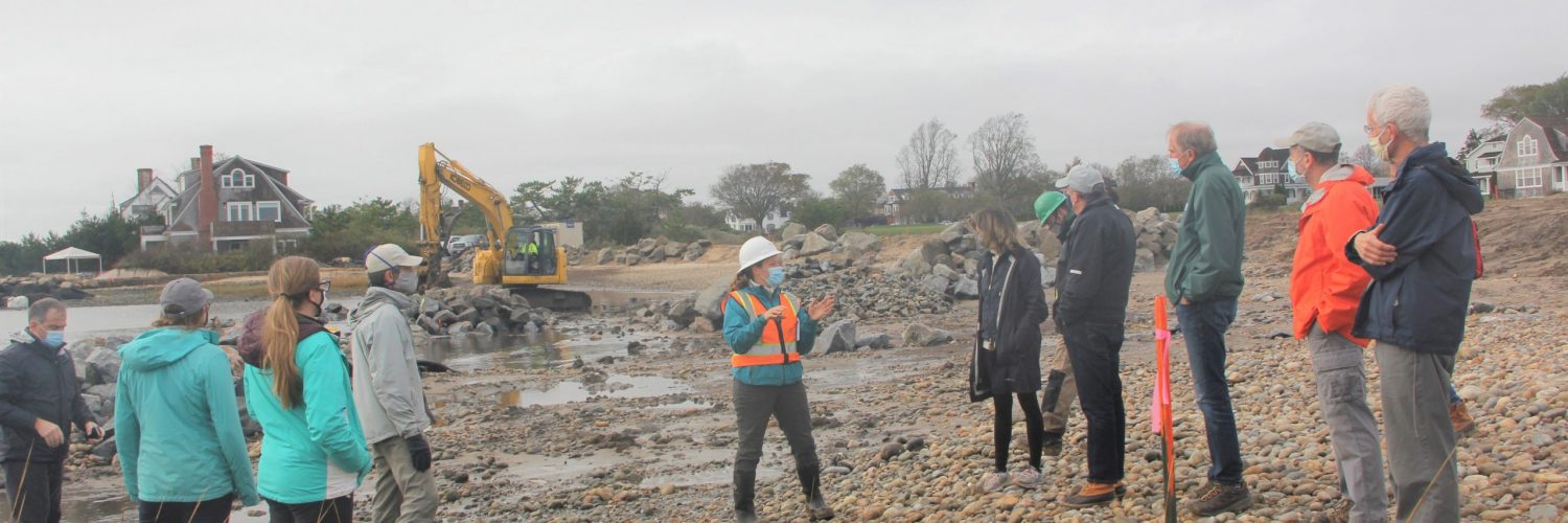 Residents of a coastal community learn about a resilience project underway there.