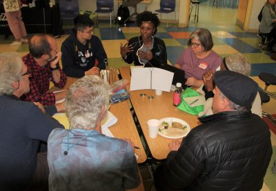 One of the members of the Climate Entrepreneurship workshop group makes a point during their discussion.