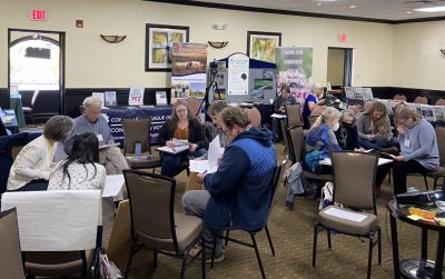 Participants at the CACIWC workshop gather for small group activities focusing on the value of incorporating different forms of knowledge when developing sustainable solutions.