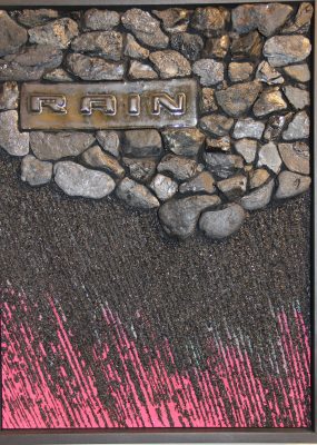 This collage by Joseph Smolinski is one of several he exhibited incorporating sea coal.