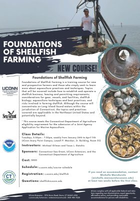 Flier for Foundations of Shellfish Farming course