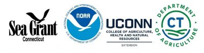 Logos for CT Sea Grant, NOAA, UConn Extension and the CT Department of Agriculture