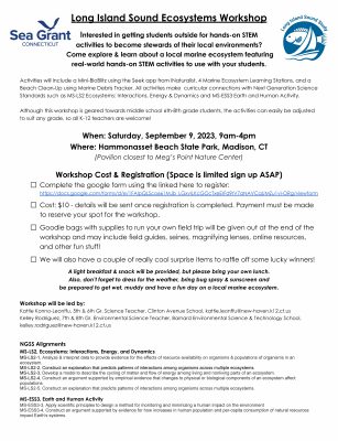 Flyer for Long Island Sound Ecosystem Workshop