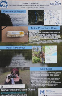 A project focusing on pollution sources of two local rivers is described in the poster presented by students from Walter Fitzgerald Campus in Fairfield.